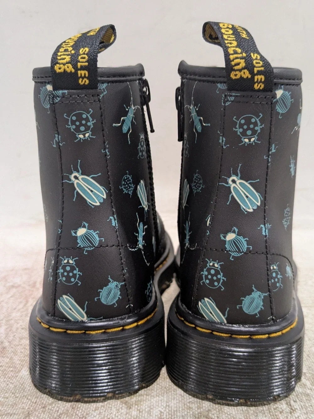 Dr. Martens Junior 1460 Woodland Bugs Glow in the Dark Boots Black    UK 1/US 2